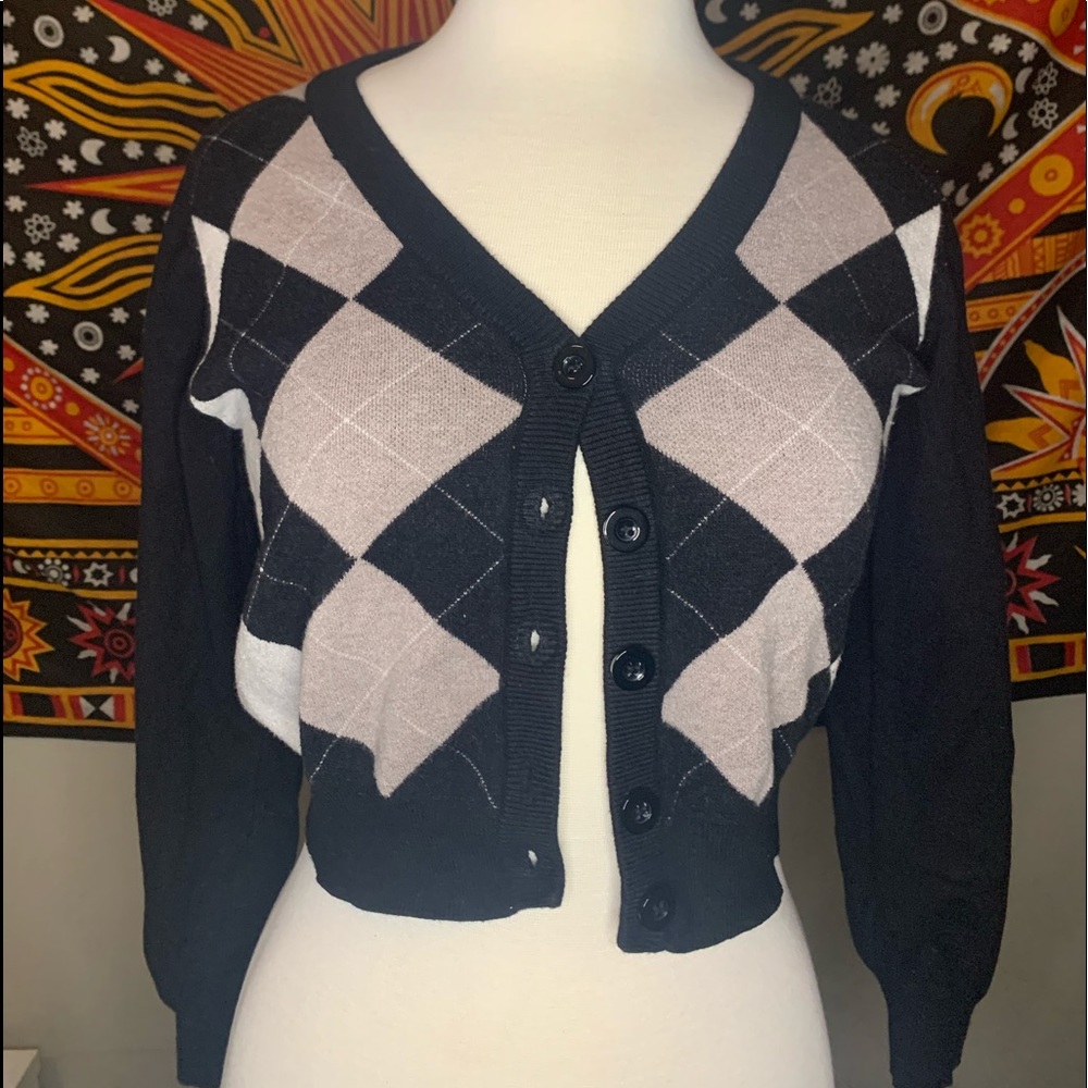 Patterned Cropped Cardigan